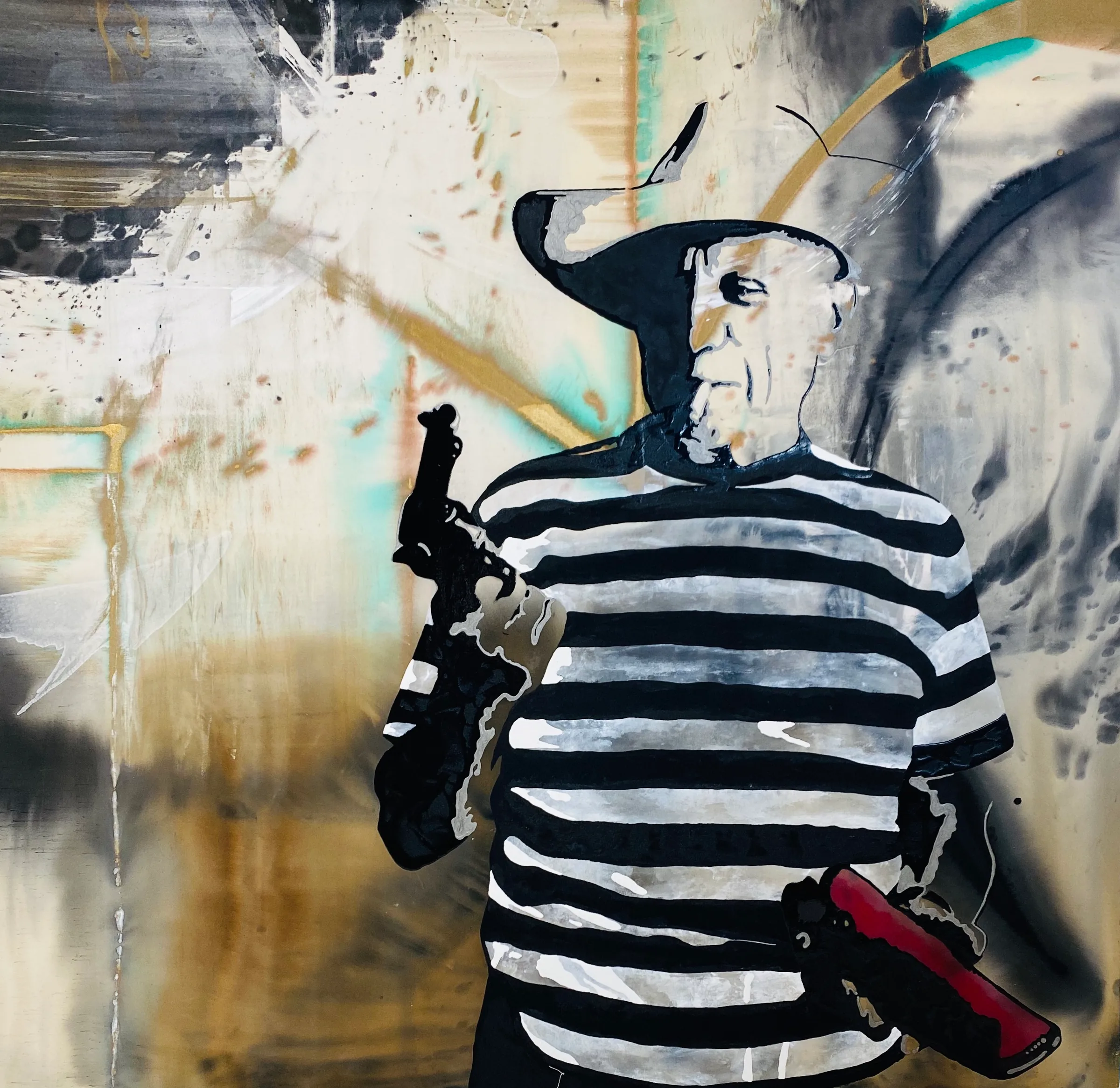 Pablo Picasso — Icon Collection painting by Erik Skoldberg, acrylic on linen, 70 × 68 in